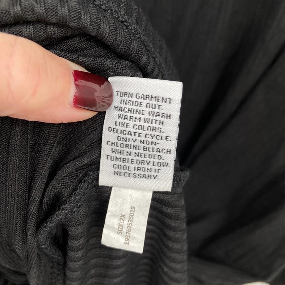 NWT Ophelia Roe Women's Ribbed Knit Turtleneck Dress Puff Sleeve Black Size 2X - Picture 10 of 11